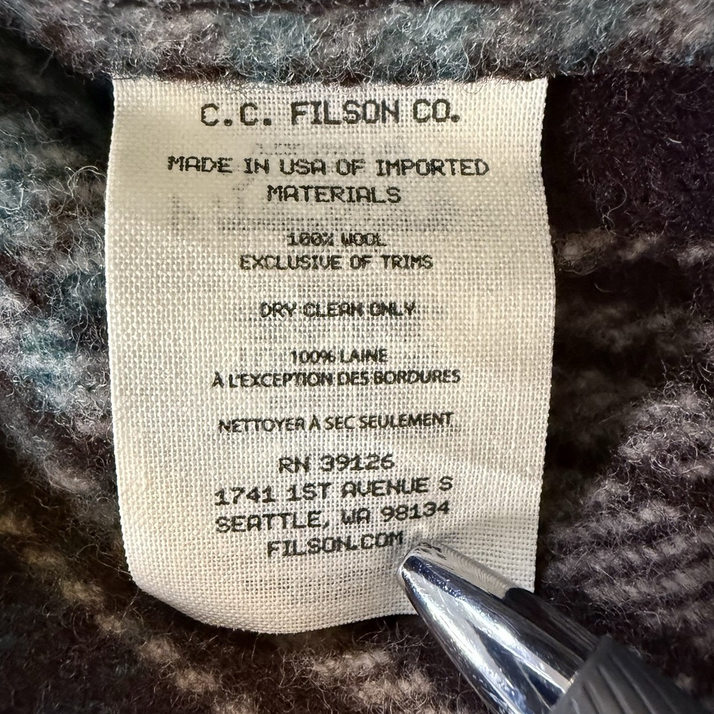 Filson Mackinaw Wool Cruiser Jacket Mens XL Brown Plaid USA Hunting Shirt Coat - Picture 5 of 12